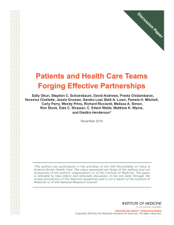 Patients and Health Care Teams Forging Effective Partnerships