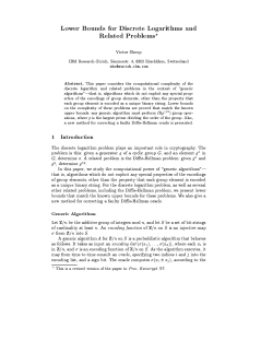 Lower Bounds for Discrete Logarithms and Related