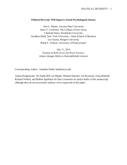 POLITICAL DIVERSITY -- POLITICAL DIVERSITY -