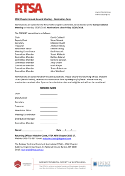 Nomination Form Nominations are called for the RTSA NSW