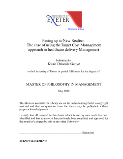 Facing up to New Realism: The case of using the Target Cost