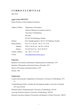 curriculumvitae - Institutionen f&ouml;r nationalekonomi med statistik