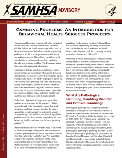 Gambling Problems: An Introduction For Behavioral Health Services