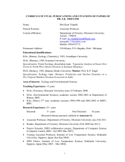 curriculum vitae, publications and citations of papers of dr. sk tripathi