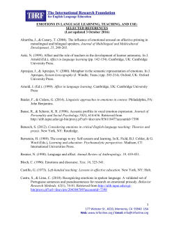 Emotions in Language Learning and Teaching