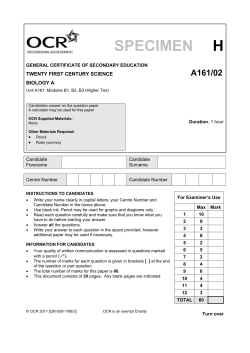 Unit A161/02 - Biology modules B1, B2, B3 - Higher