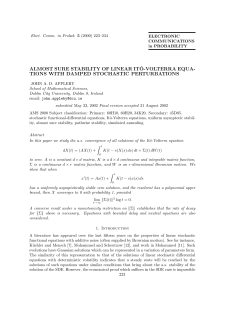 almost sure stability of linear it &circ;o-volterra equa- tions