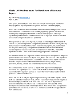 Alaska LNG Outlines Issues For Next Round of Resource Reports