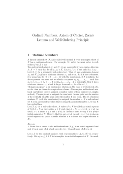 Ordinal Numbers, Axiom of Choice, Zorn`s Lemma and