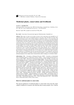 Medicinal plants, conservation and livelihoods