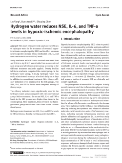 Hydrogen water reduces NSE, IL-6, and TNF-&alpha; levels in