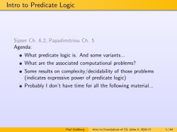 Intro to Predicate Logic