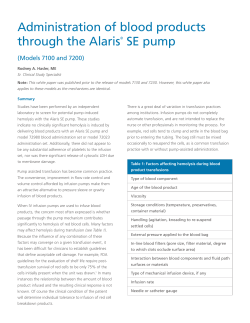 Administration of blood products through the Alaris&reg; SE pump