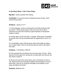 In the Game Week 1 | Be A Team Player Big Idea: Doing is greater