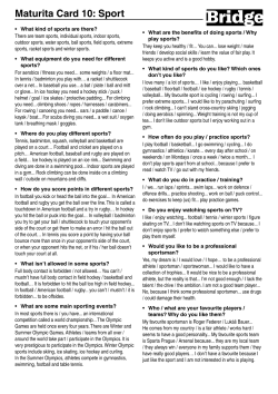 Maturita Card 10: Sport - Bridge