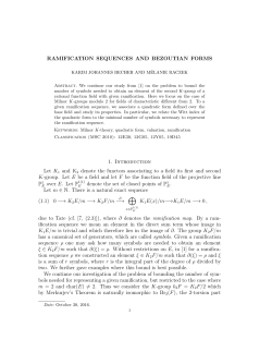 RAMIFICATION SEQUENCES AND BEZOUTIAN FORMS 1