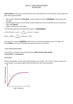 Topic 1.5 &ndash; Plants and photosynthesis Revision notes