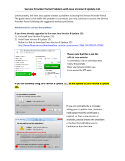 Service Provider Portal Problem with Java Version 8 Update 131