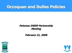 Fairfax County Water Authority and the Occoquan Reservoir