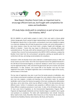 Press Release Brazilian Forest Code, an important tool