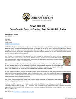 Texas Senate Panel to Consider Two Pro