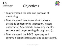 NEW MENTOR TRAINING