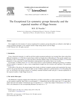 The Exceptional Lie symmetry groups hierarchy and the expected
