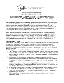 guidelines for sanitary design and construction of milk products plants