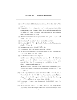 Problem Set 1 : Algebraic Extensions