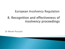 Recognition and effectiveness of insolvency proceedings