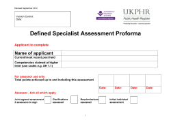 Defined Assessment Proforma