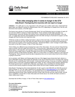 For immediate release - Daily Bread Food Bank