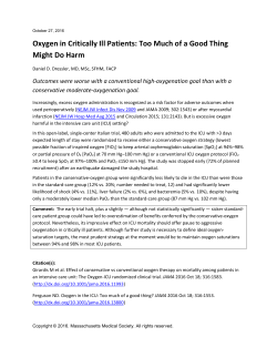 Oxygen in Critically Ill Patients: Too Much of a Good