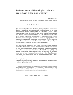 Different phases, different logics: nationalism and globality at two