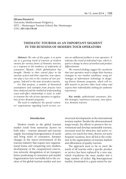 tHeMAtIc toURIsM As An IMPoRtAnt seGMent In tHe BUsIness oF