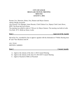 Aug 2016 - City of Leslie