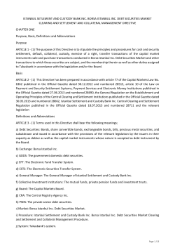Borsa Istanbul Inc. Debt Securities Market Clearing and