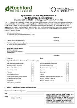 Application Form for the Registration of a Food Business