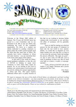 Project Plans for 2002-03: The installation of the gravity water