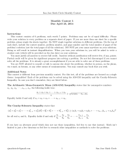 Monthly Contest 5 Due April 23, 2014