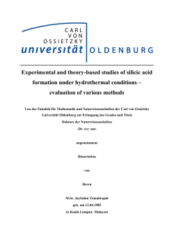 Experimental and theory-based studies of silicic acid formation