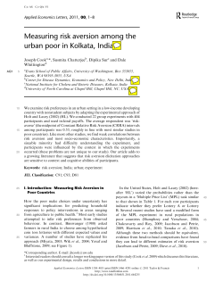 Measuring risk aversion among the urban poor in Kolkata, India