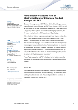 Florian Roick to Assume Role of ElectronicsQuipment