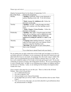 Please sign and return: Weekly Homework Note for the Week of