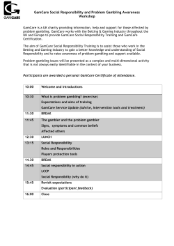 GamCare Social Responsibility and Problem Gambling Awareness