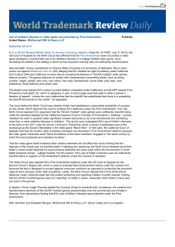 Use of athlete`s likeness in video game not protected by First