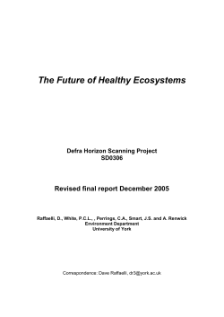 THE FUTURE OF HEALTHY ECOSYSTEMS