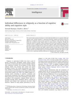 Individual differences in religiosity as a function of cognitive ability