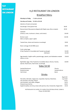 H2O RESTAURANT ON LONDON Breakfast Menu Sides $3.50 Drinks
