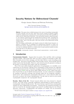 Security Notions for Bidirectional Channels